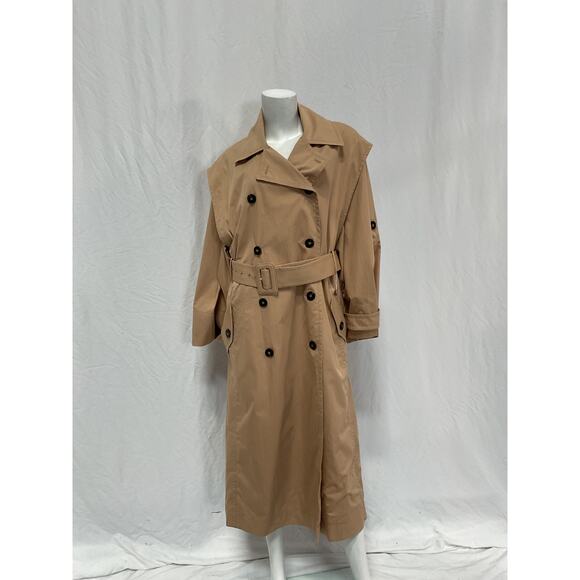 Zimmermann Belted Pleated Beige Cotton Cotton-Blend Twill Trench Coat Size 3